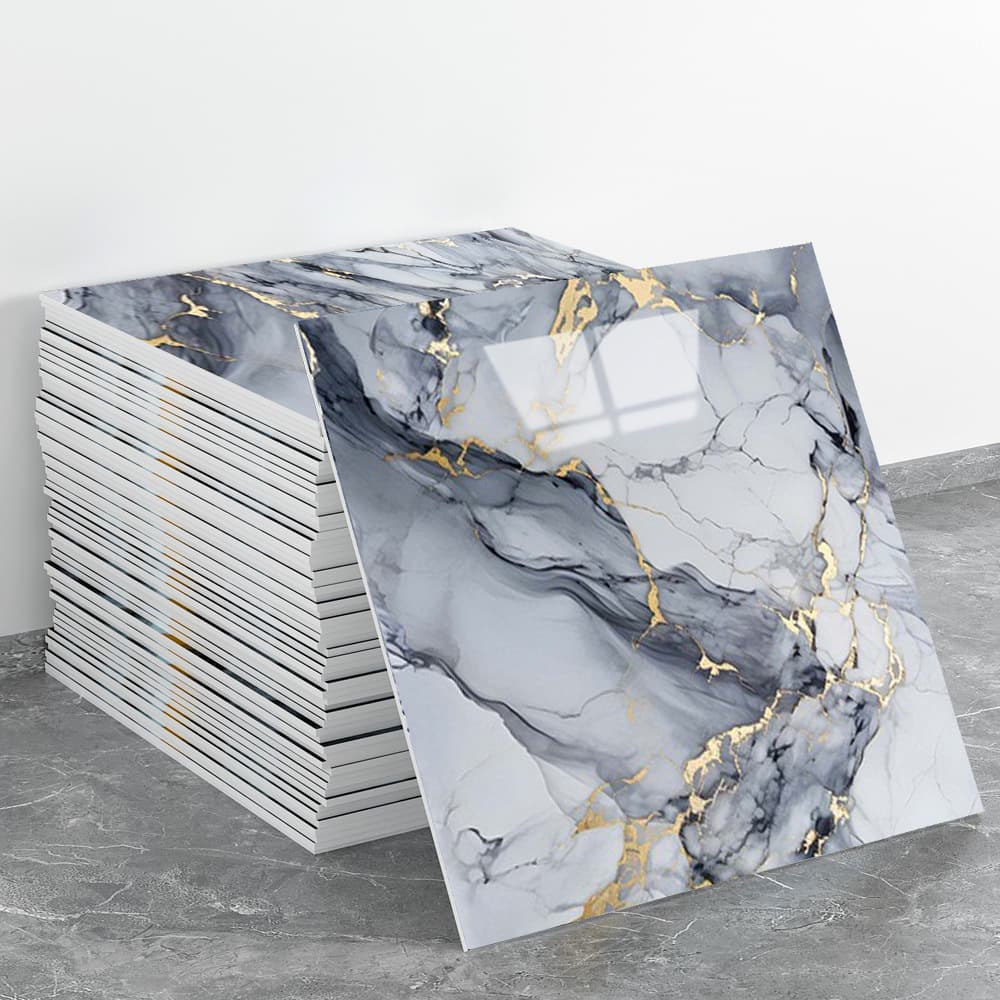 Aluminum-Plastic Panel Wallpaper Self-Adhesive Waterproof Moisture-Proof Wall Felt Board Kitchen Wall Panel Imitation Marble Wall Sticker Tile Sticker