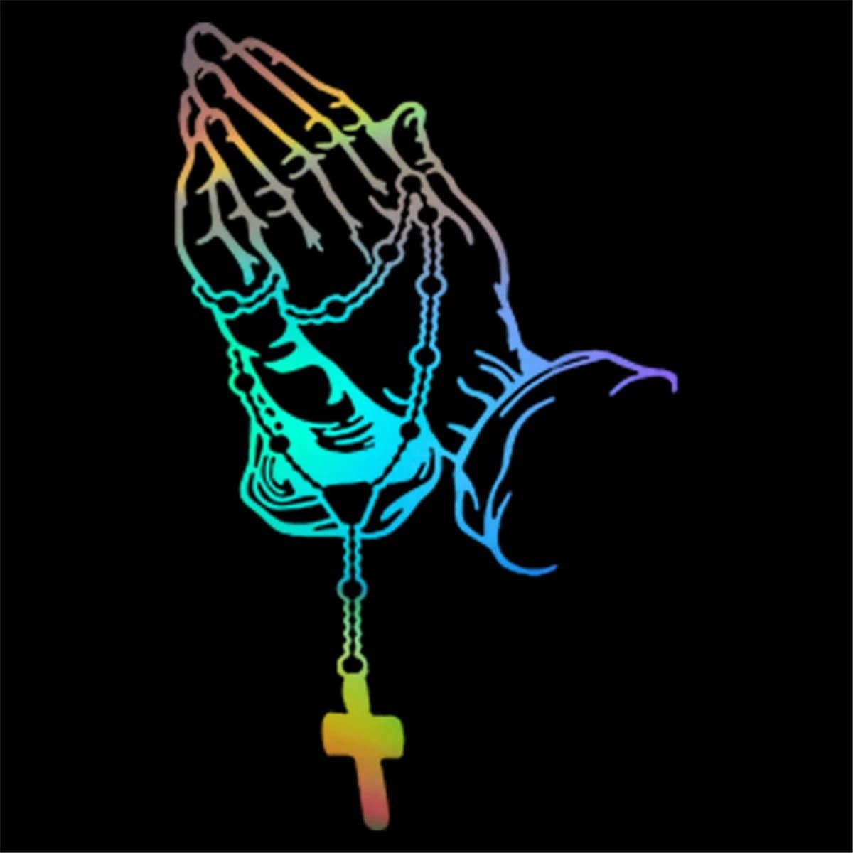 Foreign trade car stickers, personalized rosary hand gesture car stickers, cross hand gesture rear window body decoration stickers, waterproof