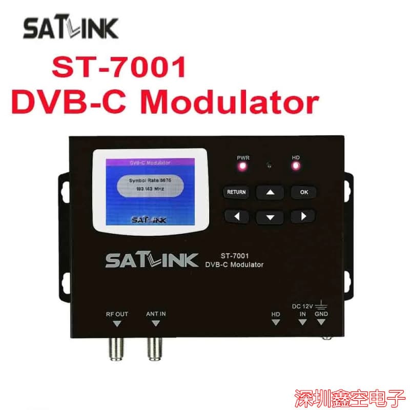 Satlink ST-7001 DVB-C Modulator: Converts High-Definition Signals to DVB-C RF.