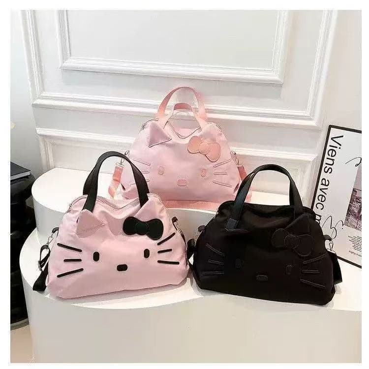 Large-capacity portable short-distance travel bag KT business trip luggage bag Hello Kitty casual shoulder bag cartoon tote bag for women