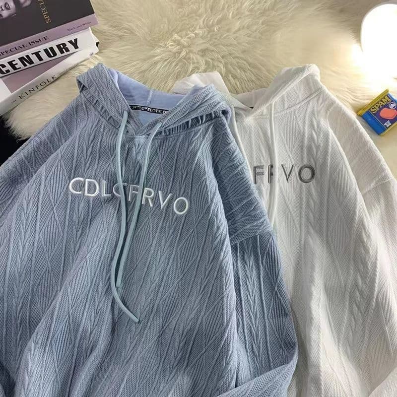 American retro letter embroidery hooded sweatshirt for women, new spring and autumn loose lazy style couple jacket.