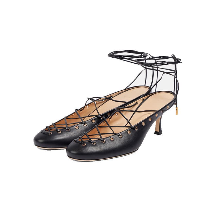 European and American fashion spring/summer new French niche design high-end shallow low-heel lace-up Roman sandals for women
