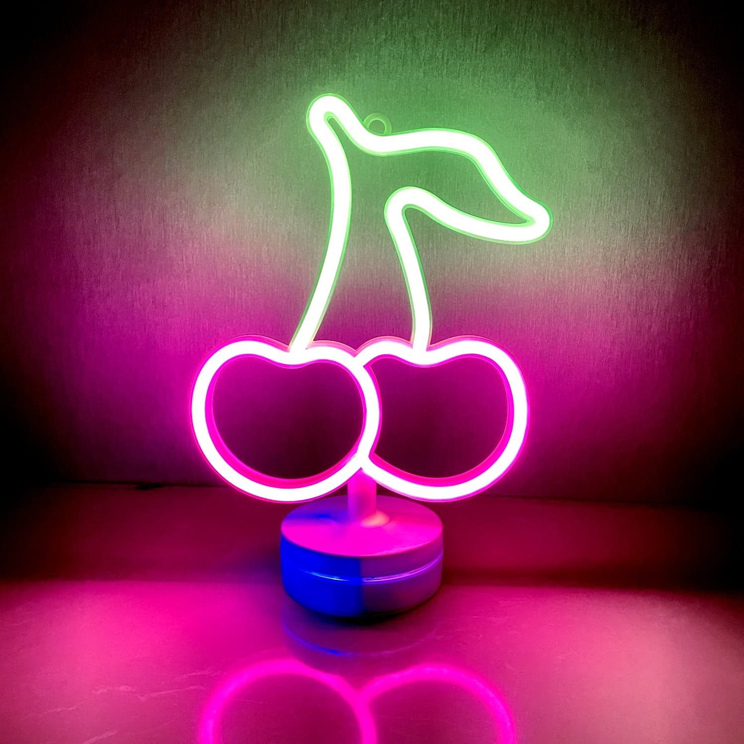 Cherry Base LED Neon Light Home Bedroom Desktop Decorative Lamp Proposal Birthday Party Decor Christmas Decoration