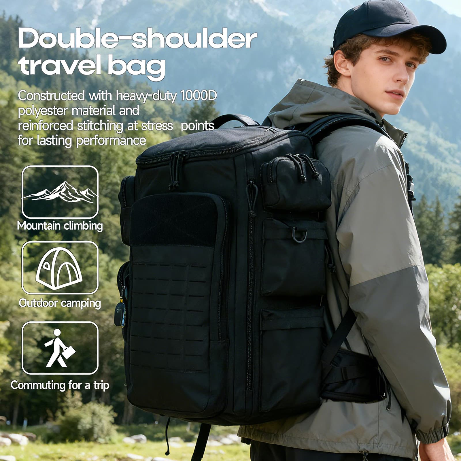 New Large Capacity Tactical Backpack for Outdoor Travel, Hiking, Camping, Climbing, Multi-functional Waterproof Backpack