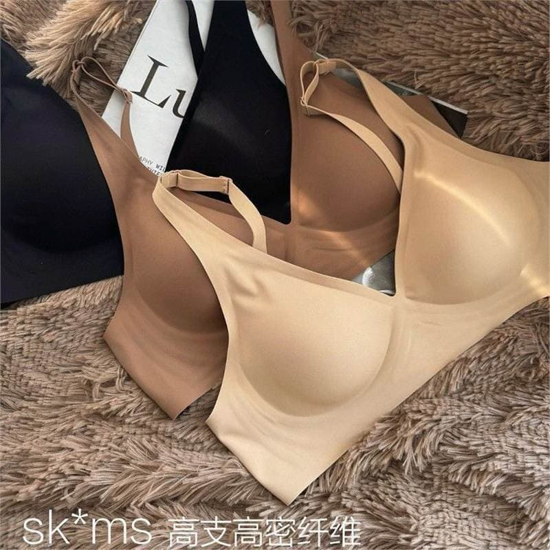 Autumn/Winter Liquid Jelly Strip Soft Support Wirefree Bra Push Up Seamless Bra Women Large V Jelly Lightweight