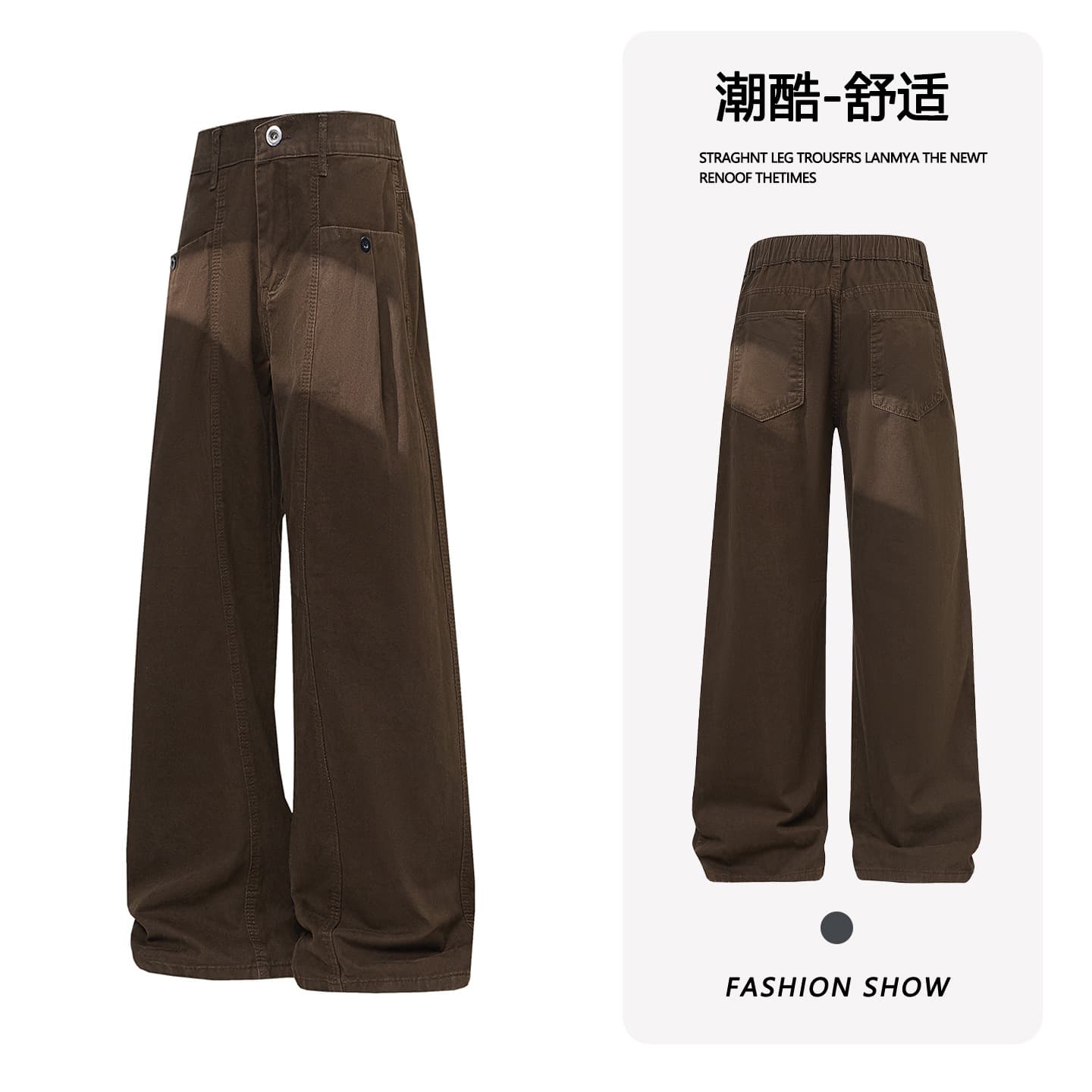Cross-border American Retro Khaki Straight-Leg Cargo Pants Men's 2026 Spring and Autumn Couple's Streetwear Casual Trousers