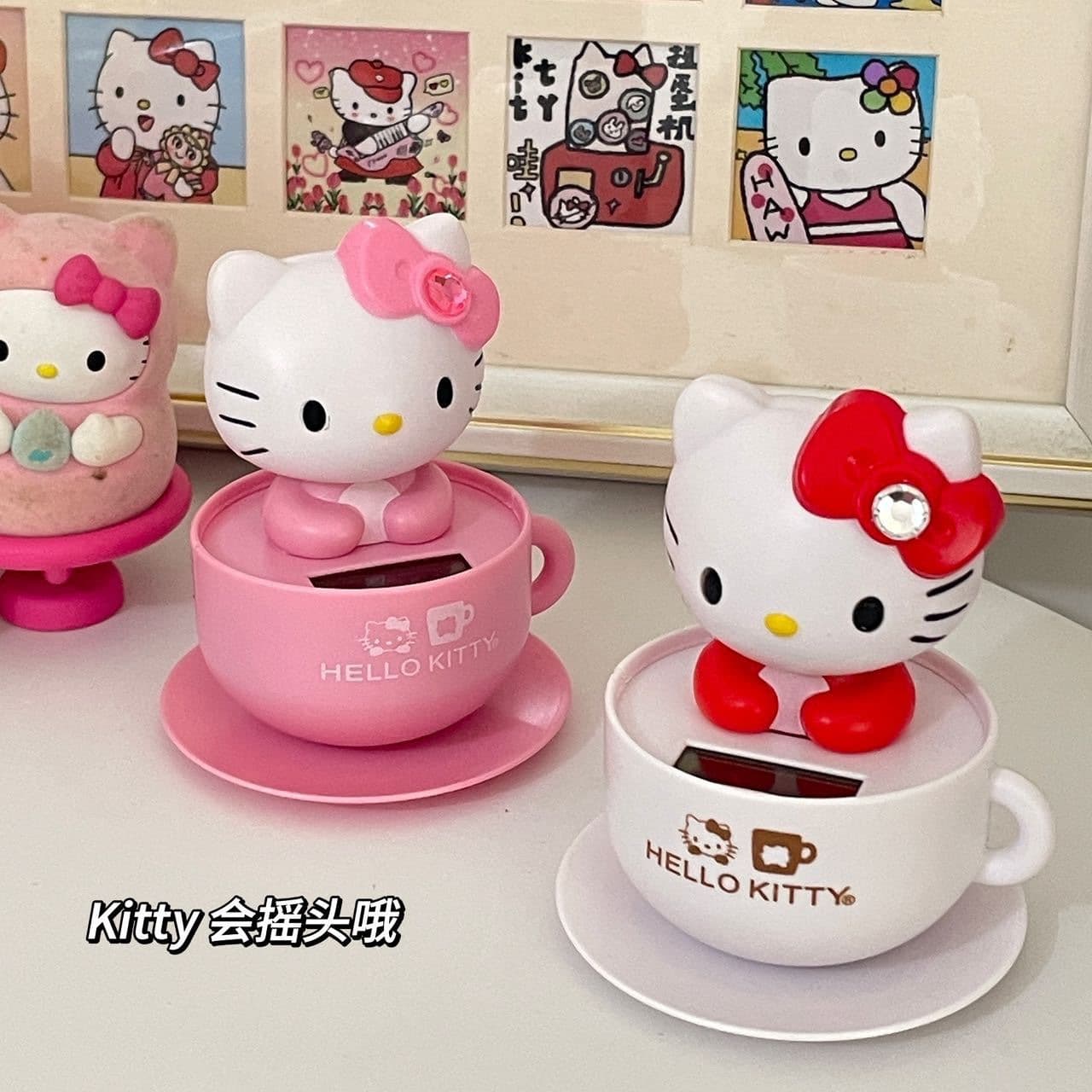 Solar-powered shaking head Hello Kitty car accessories creative cartoon cute nodding kt cat