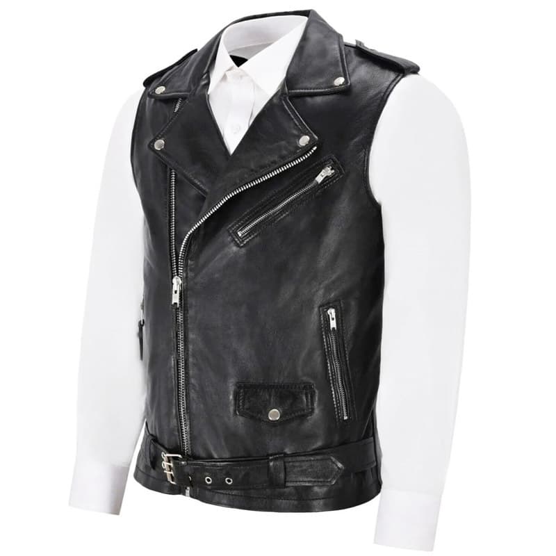 New 2025 Men's Leather Jacket Motorcycle Style PU Vest Men's Outerwear Fashionable Casual Sleeveless Coat for Men