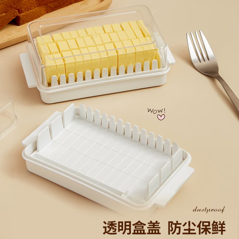 Multifunctional Butter Cheese Storage Box with Lid, Rectangular Food-Grade Plastic Airtight Container for Refrigerator and Freezer