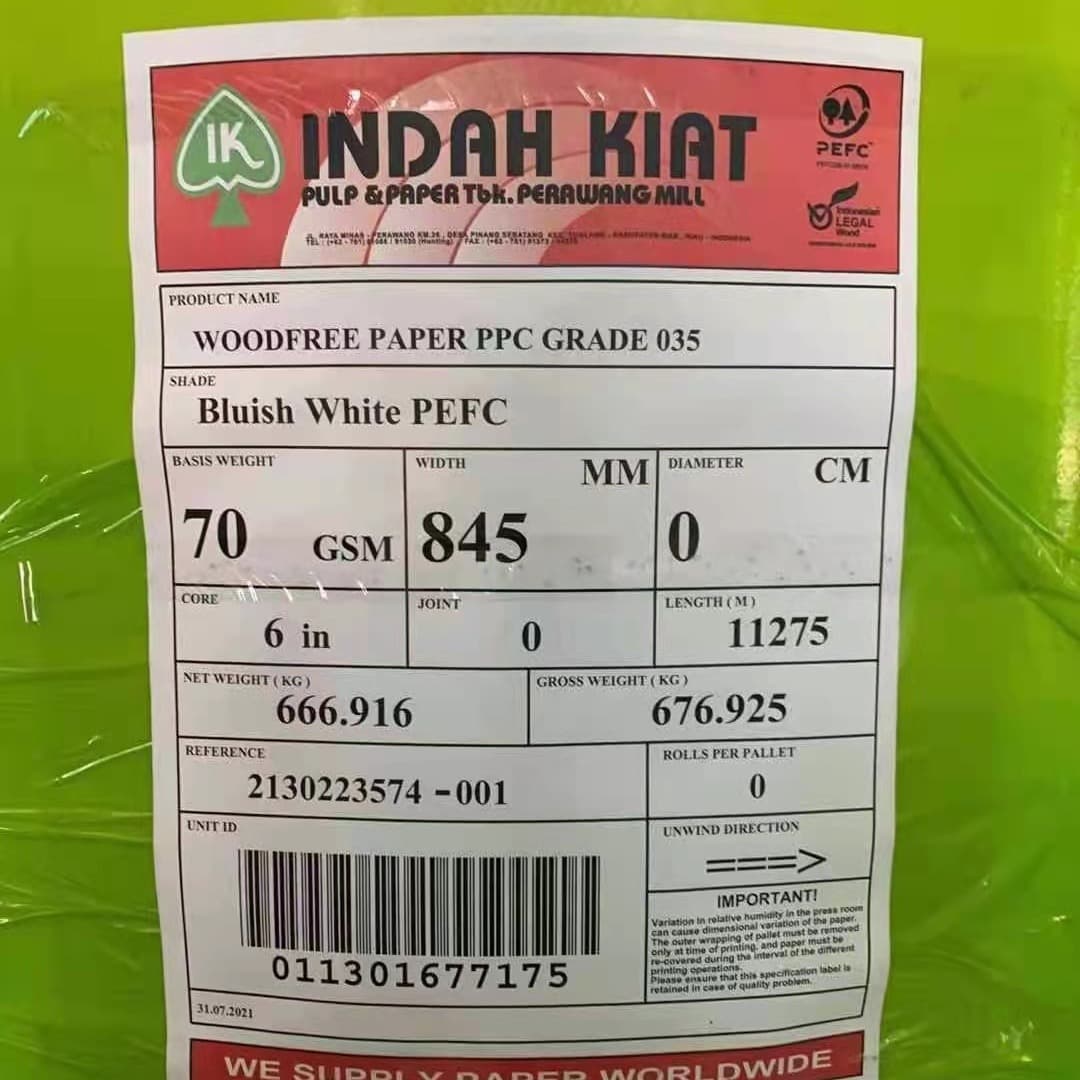 75g IK Indonesia High White Offset Paper Roll 55g 70g IK Offset Paper