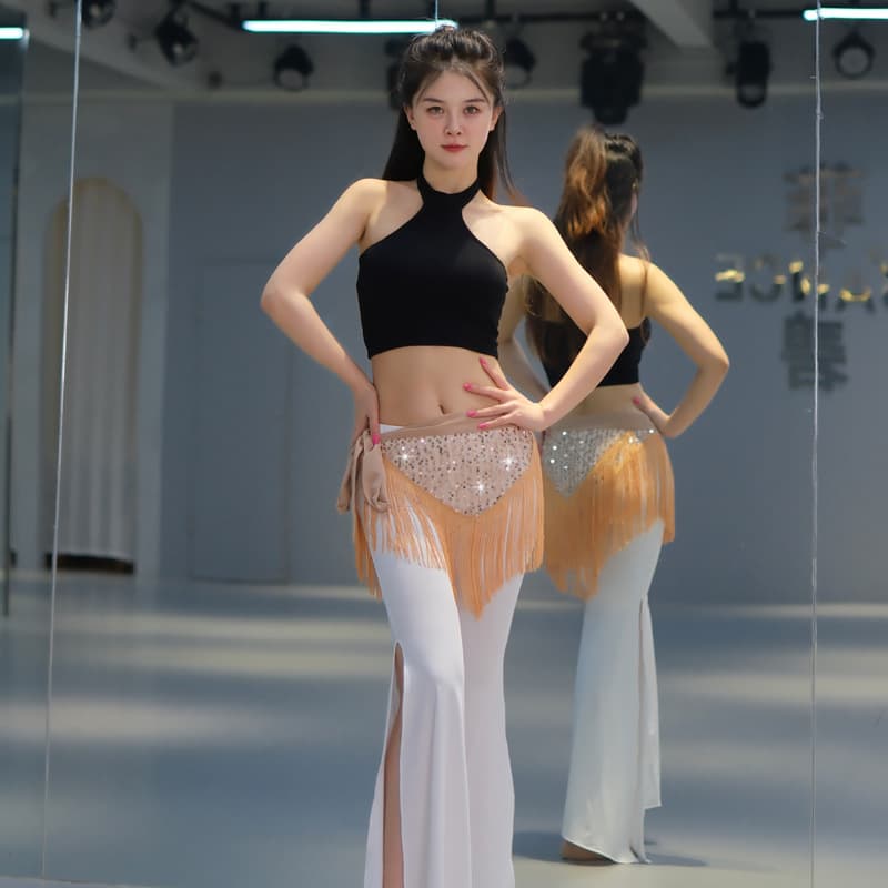 New Belly Dance Sequin Sexy Irregular Fringe Hip Chain Oriental Dance Practice Versatile Hip Scarf Performance