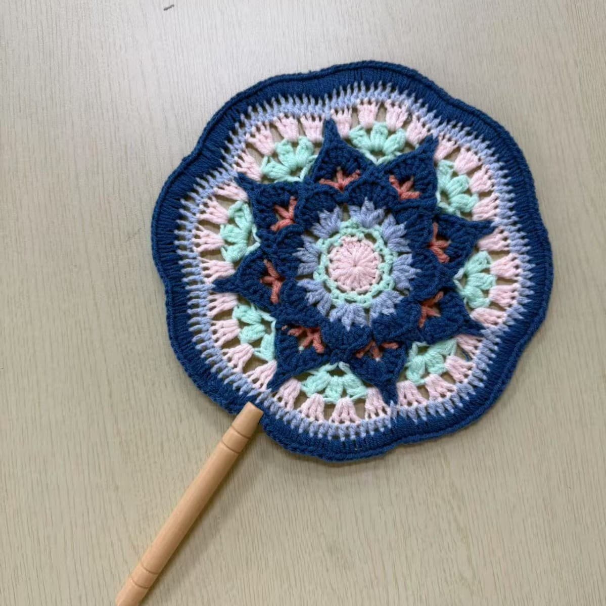 Handcrafted Crochet Ancient Style Round Fan, Chinese Style Dunhuang Fan, Gift for Bestie or Girlfriend