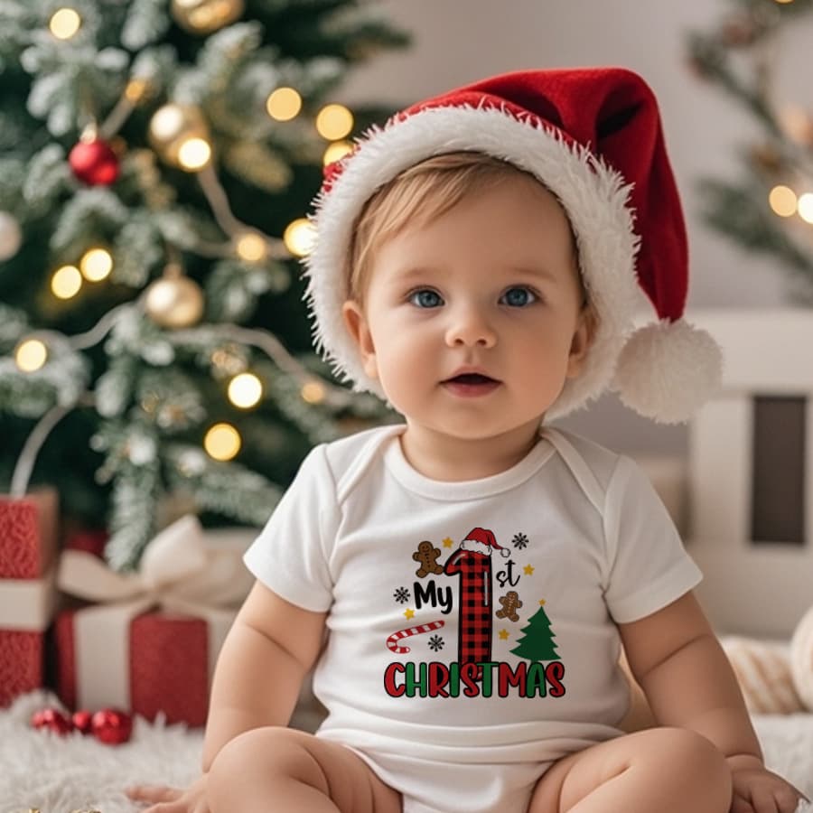 My First Christmas 0-2 Years Short Sleeve Bodysuit Baby Christmas First Christmas Romper