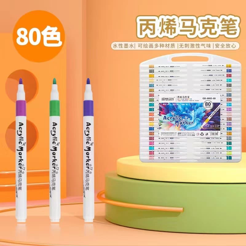 Gift Box Acrylic Markers 12-80 Colors Hand Drawing Waterproof Pen Graffiti Colored Pen Children Painting Marker