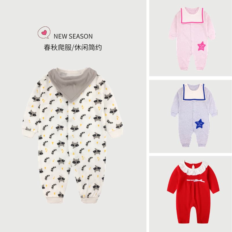 Clearance Cross-Border Spring and Autumn Baby Jumpsuit, Long Sleeve Cotton Baby Clothes, Popular Bib Climbing Suit