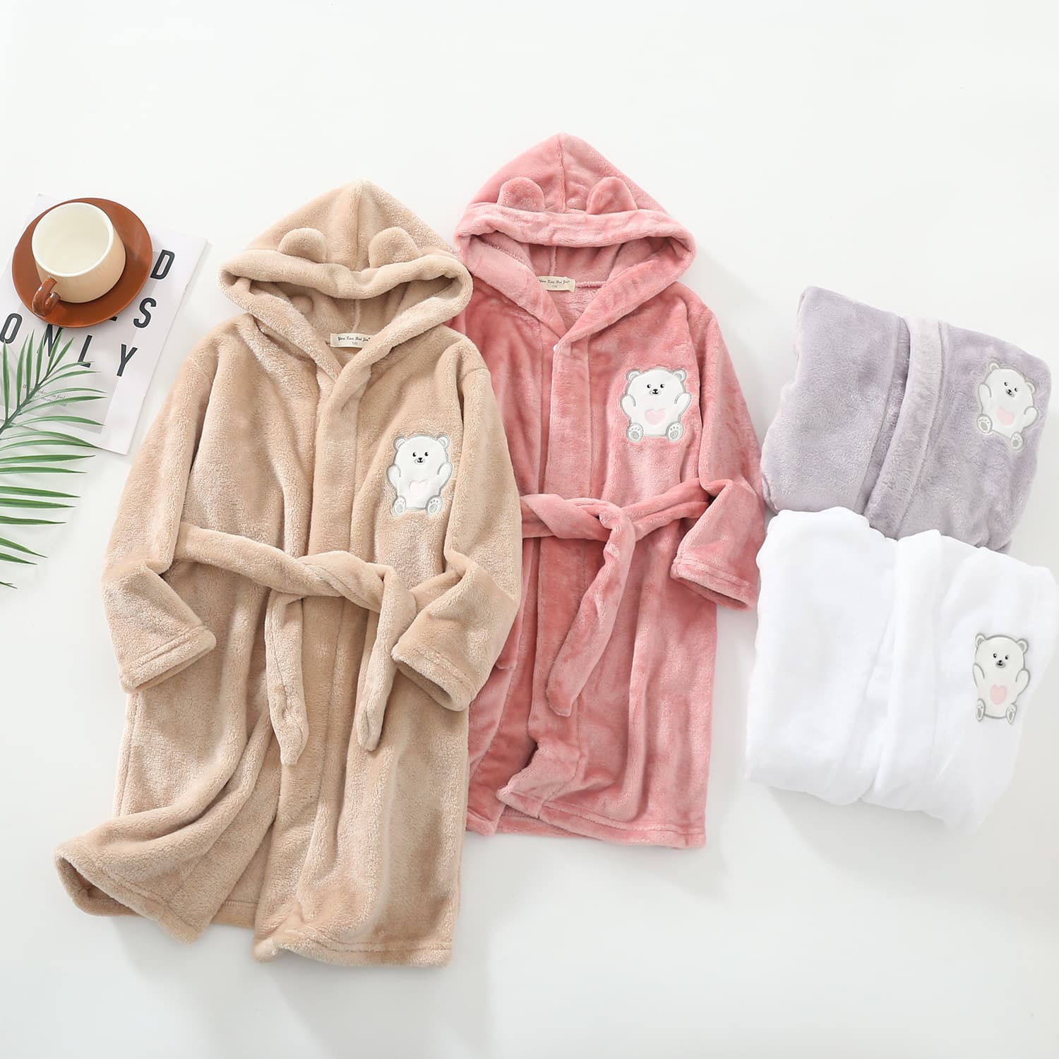 Autumn Winter New Style Unisex Kids Flannel Sleepwear Toddler Children Pajamas Coral Fleece Hooded Animal Bathrobe 90-160