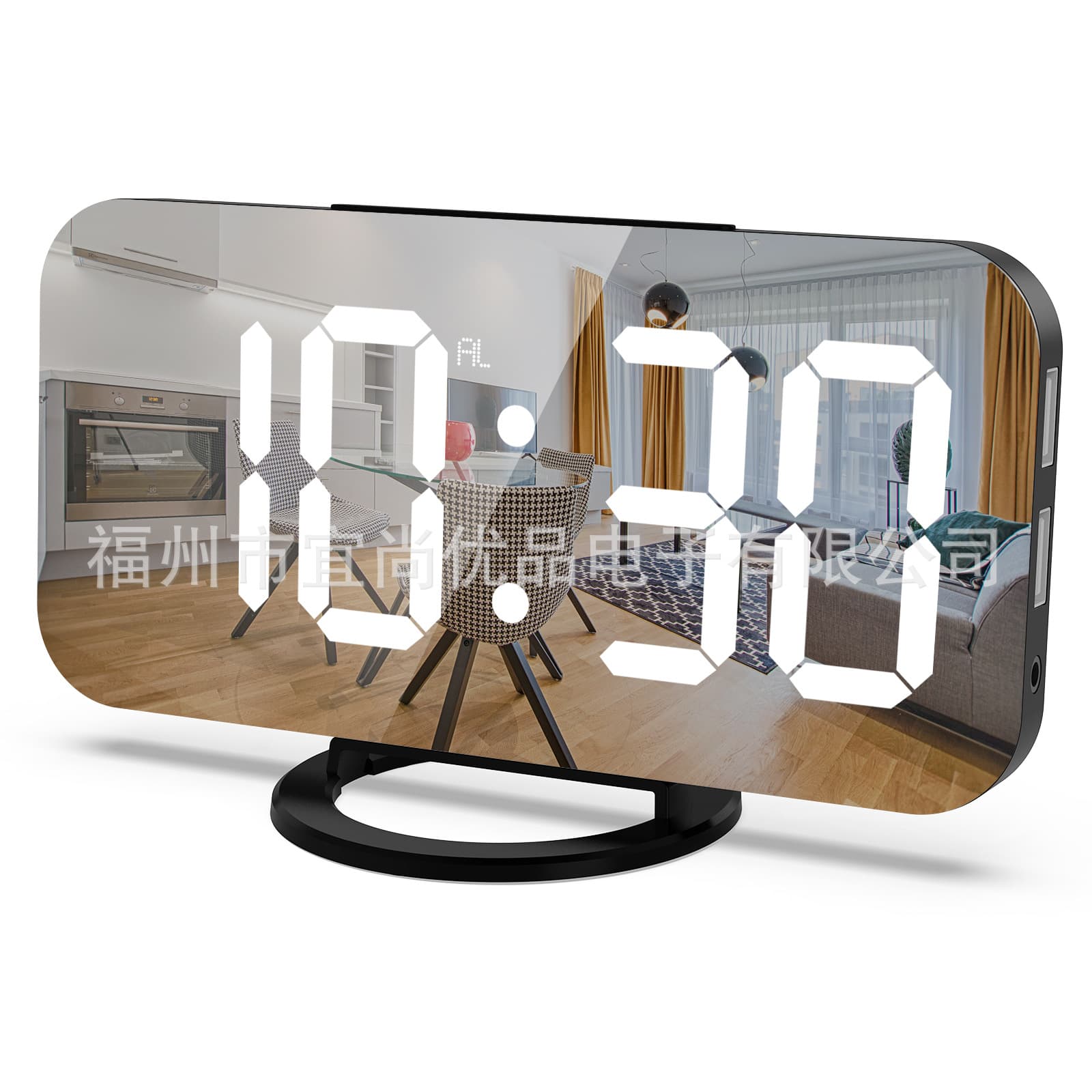 Amazon Cross-border Hot Sale Creative Mobile Phone Charging Large Screen Mirror Digital Alarm Clock Led Display Electronic Clock