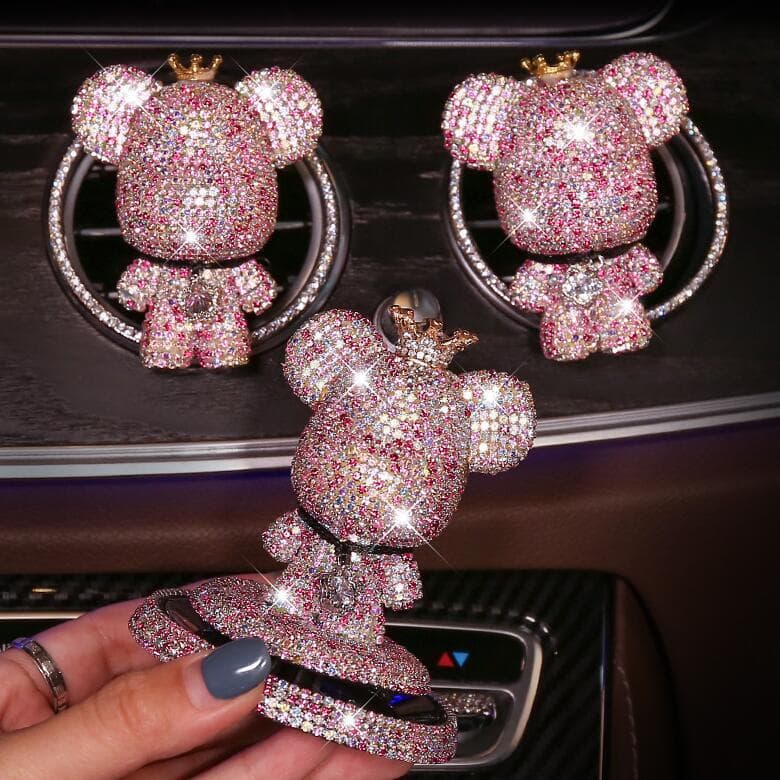 Creative High-End Full Rhinestone Violent Bear Car Perfume Dashboard Decoration for Women