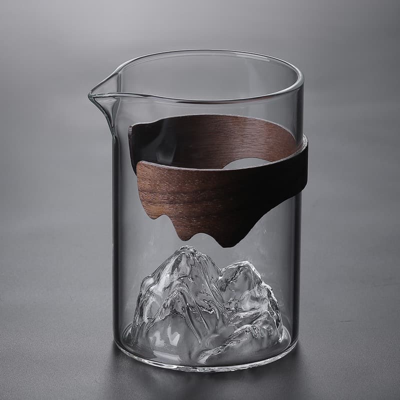 Walnut Slice Anti-Scald Glass Fairness Cup, Kung Fu Tea Set Tea Sea Mountain View Guanshan Large Fairness Cup Tea Dispenser Even Cup