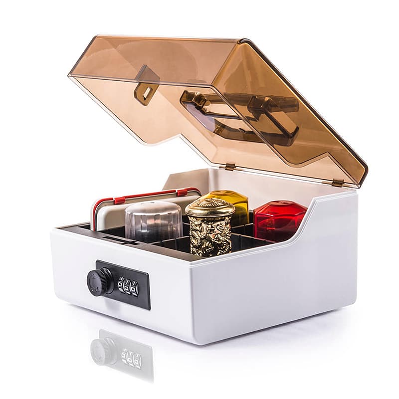 Private seal storage box with transparent lid and combination lock for banks and hotels