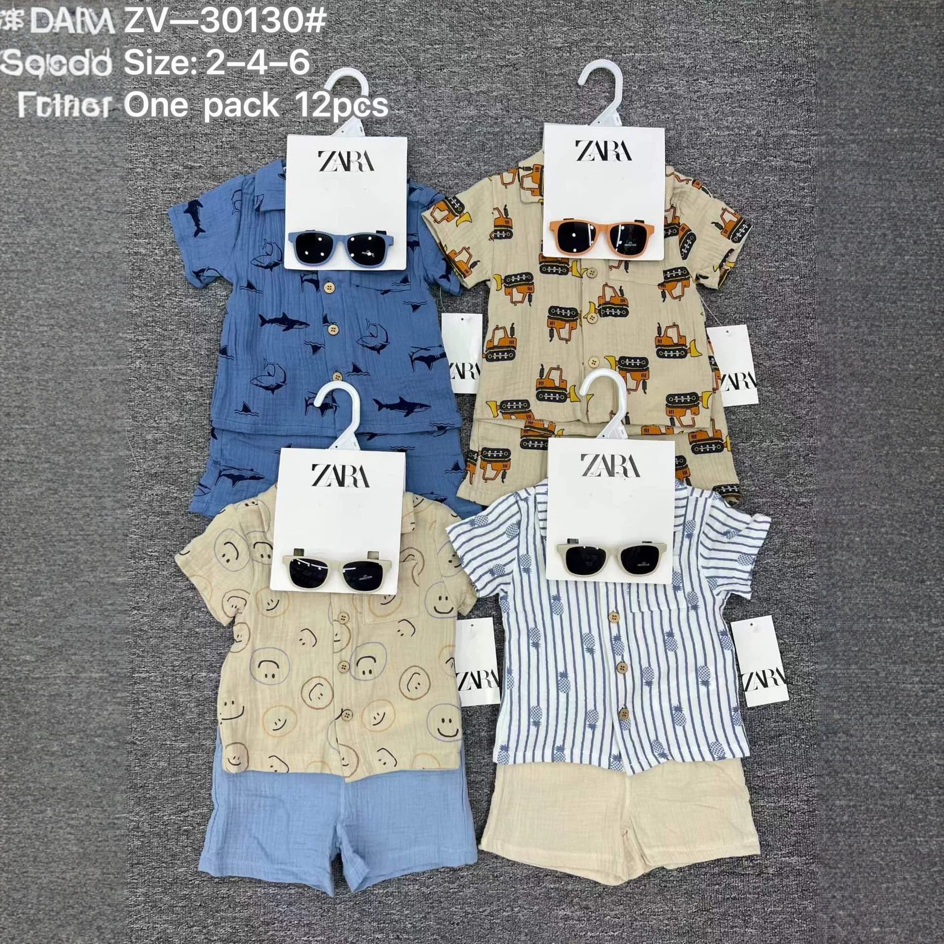Toddler BoyOutfit children's clothing, boys' summer cotton gauze printed short-sleeved shorts three-piece set