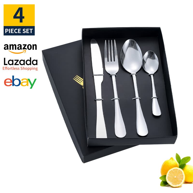 Cross-border Amazon 1010 Stainless Steel Cutlery Set, Gift Boxed, Western Restaurant Steak Knife, Fork, and Dessert Spoon