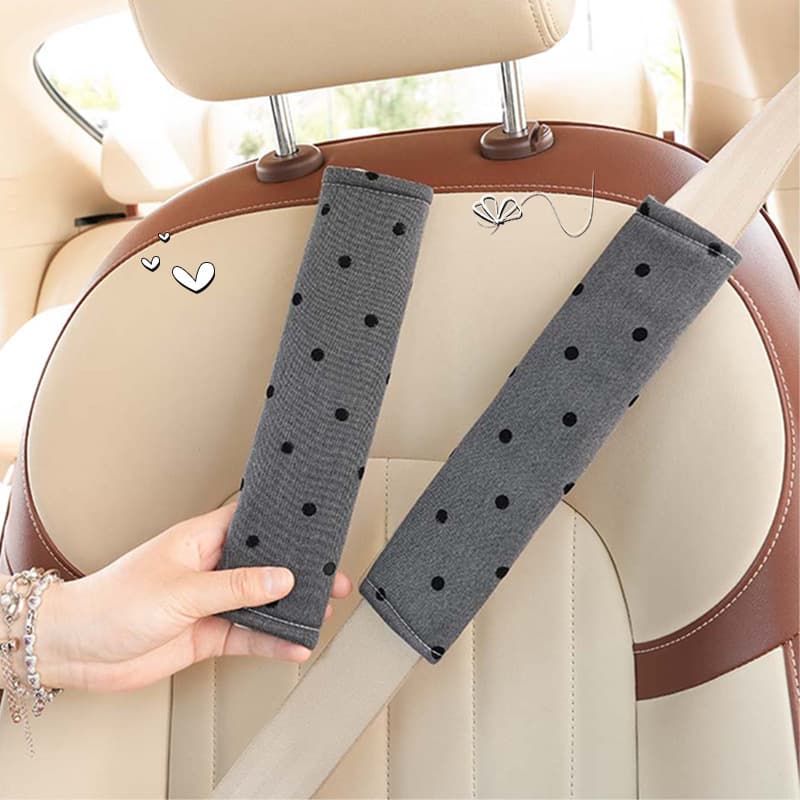 Car Seat Belt Shoulder Cover Polka Dot Bow Car Safety Belt Protective Cover Soft Wear-resistant Automotive Products Women