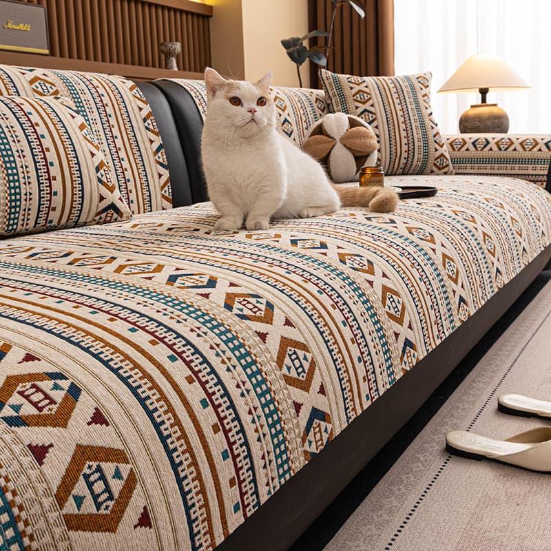 Bohemian Style Sofa Cushion 2026 New Model, All-Season Universal, Premium Anti-Slip Sofa Cover, Cat Scratch Resistant