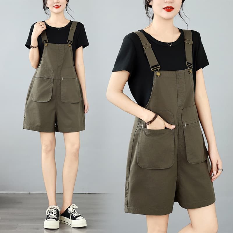 2026 Summer New Artistic Plus Size Loose Casual Overalls Shorts for Women