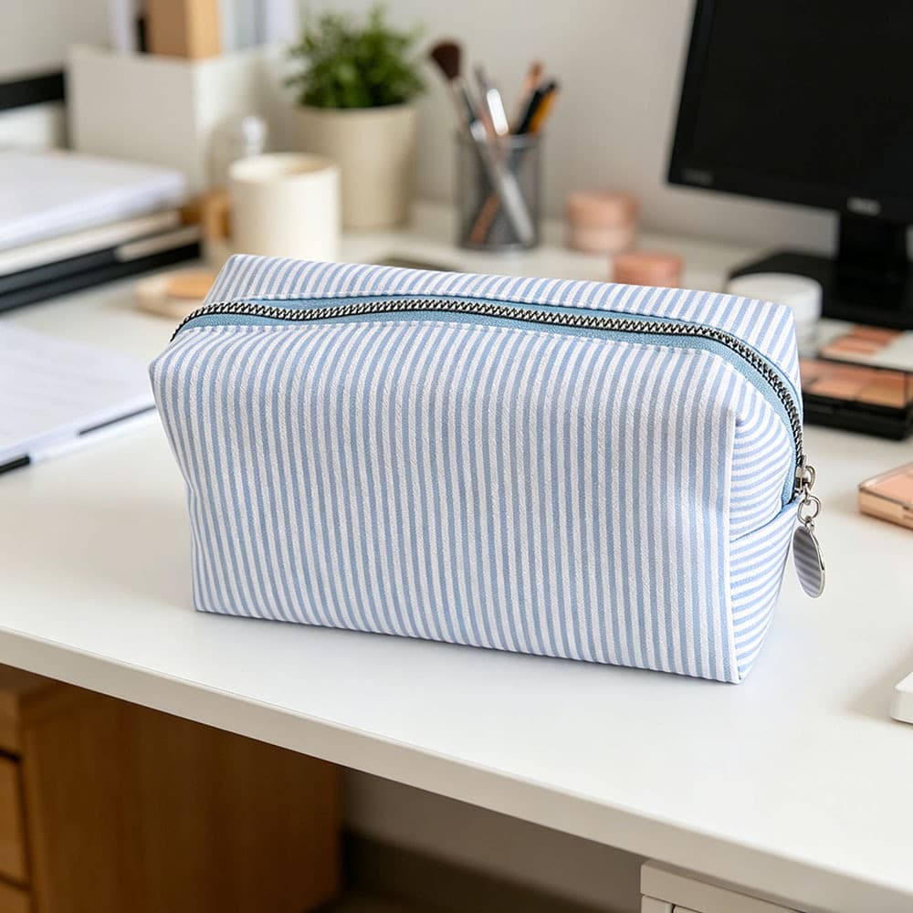 Cross-Border EU/US Large Indian Style Seersucker Striped Cosmetic Storage Bag