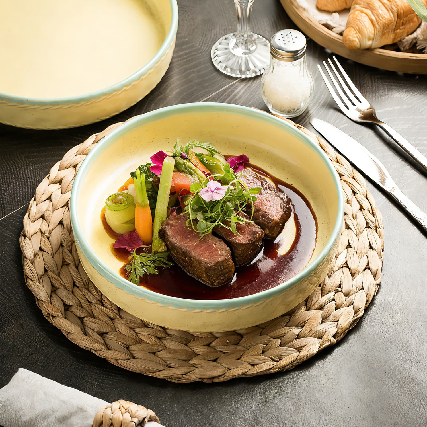 Household Ceramic Salad Plate, High-End Creative Deep Plate, Soup Plate, Pasta Plate, Nordic Plate, Special Dish Plate