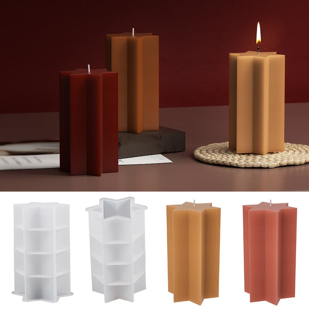 DIY Aromatherapy Plaster Candle Display Silicone Mold, Resin Hexagram Column Dried Flower Decoration Mold