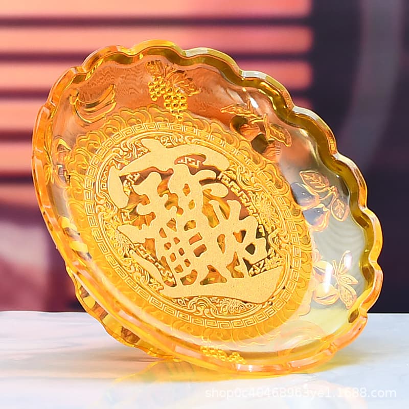 Thickened Eco-friendly Crystal-like Fruit Plate Offering Plate for Worship Pineapple Plate for Wealth God Home Reception Desk Decoration