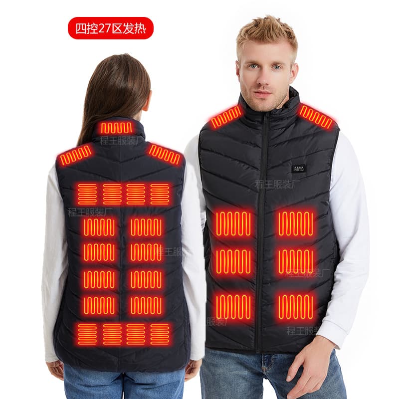 Cross-border M01 heating vest, four-control smart constant temperature, USB electric heating, safe, stand-up collar, unisex.