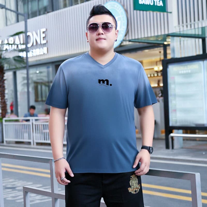 Trendy Men's New Short Sleeve V-Neck T-Shirt Plus Size Oversized Loose Fit Half Sleeve Top