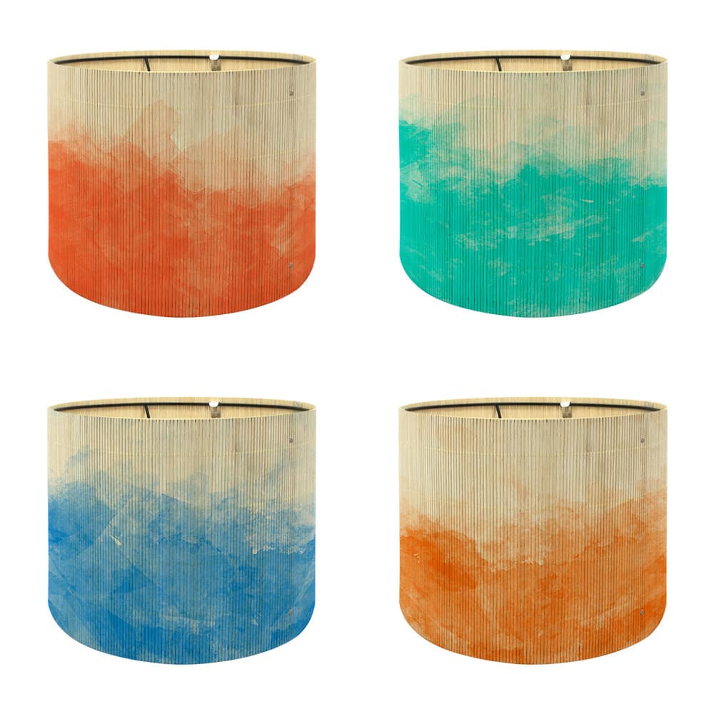 European watercolor gradient print abstract bamboo lampshade home decoration chandelier lampshade E27 screw table lamp lampshade