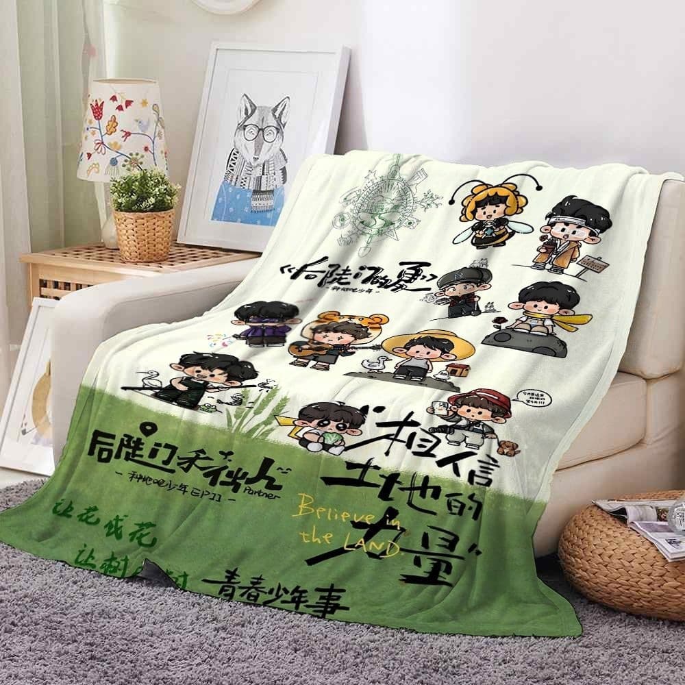 [Collected by 2938 people] Cartoon ten Qintianhe gang thickened soft flannel blanket fan support items