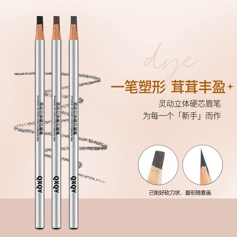 QXQY Dynamic 3D Hard Core Eyebrow Pencil Natural Color Define Wild Eyebrow Shape Long-lasting Makeup Shaveable Pen