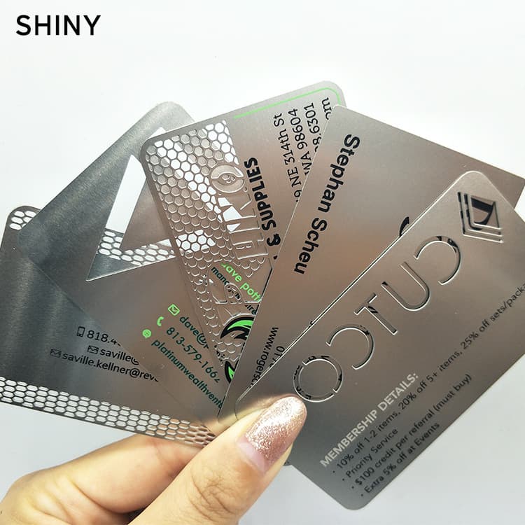 Cross-border Exclusive Stainless Steel Metal Card, Hollow Business Card, Monochrome Printing, High-end Custom Laser UV