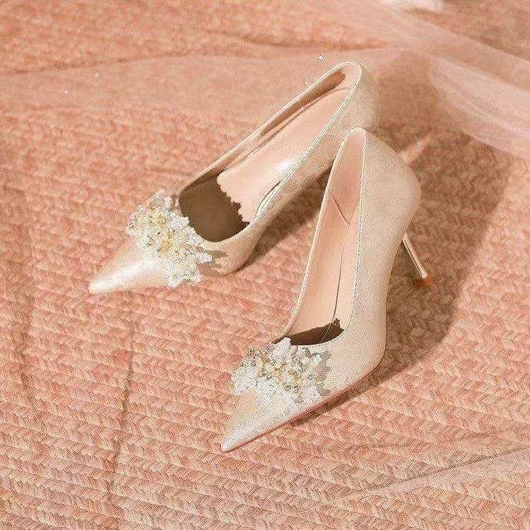 Daily Wearable Bridal Shoes Bridesmaid French Wedding Shoes Women's 2026 New Pointed Toe High Heels Stiletto Women's Shoes