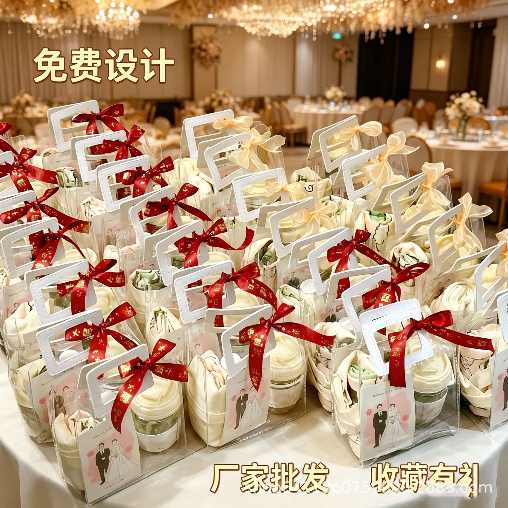 In Stock PVC Gift Tote Bag, Transparent Wedding Favor Candy Bag for Marriage Celebrations, Valentine's Day Flower & Cosmetics Bag