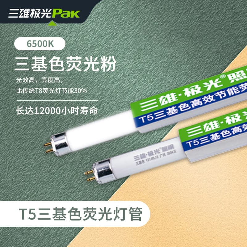 Pak T5 Tri-Phosphor Fluorescent Tube 0.6m 1.2m Tri-Phosphor Fluorescent Powder Old-Style Daylight Lamp