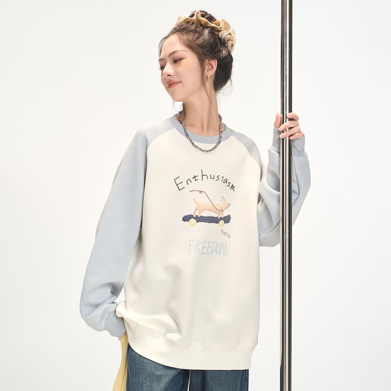 A2 [Buy 2, Return 1, No Shipment] Middle School Student Sweatshirt Spring Autumn Female Teen High School Student Raglan Sleeve Sweatshirt Loose Fit