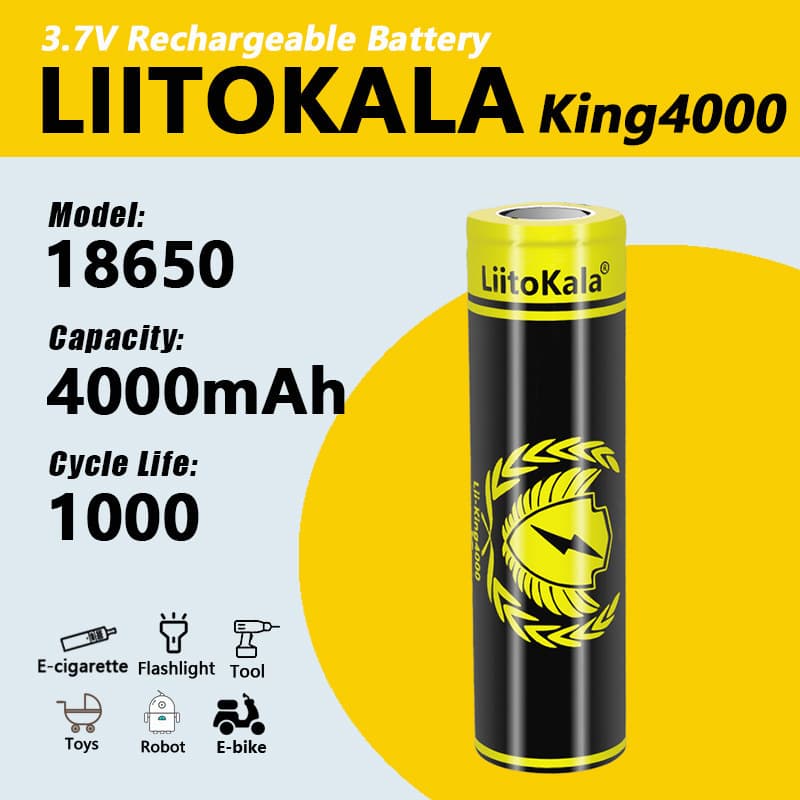 Cross-border exclusive supply of LiitoKala King4000 3.7V 18650 4000mAh ternary lithium rechargeable battery