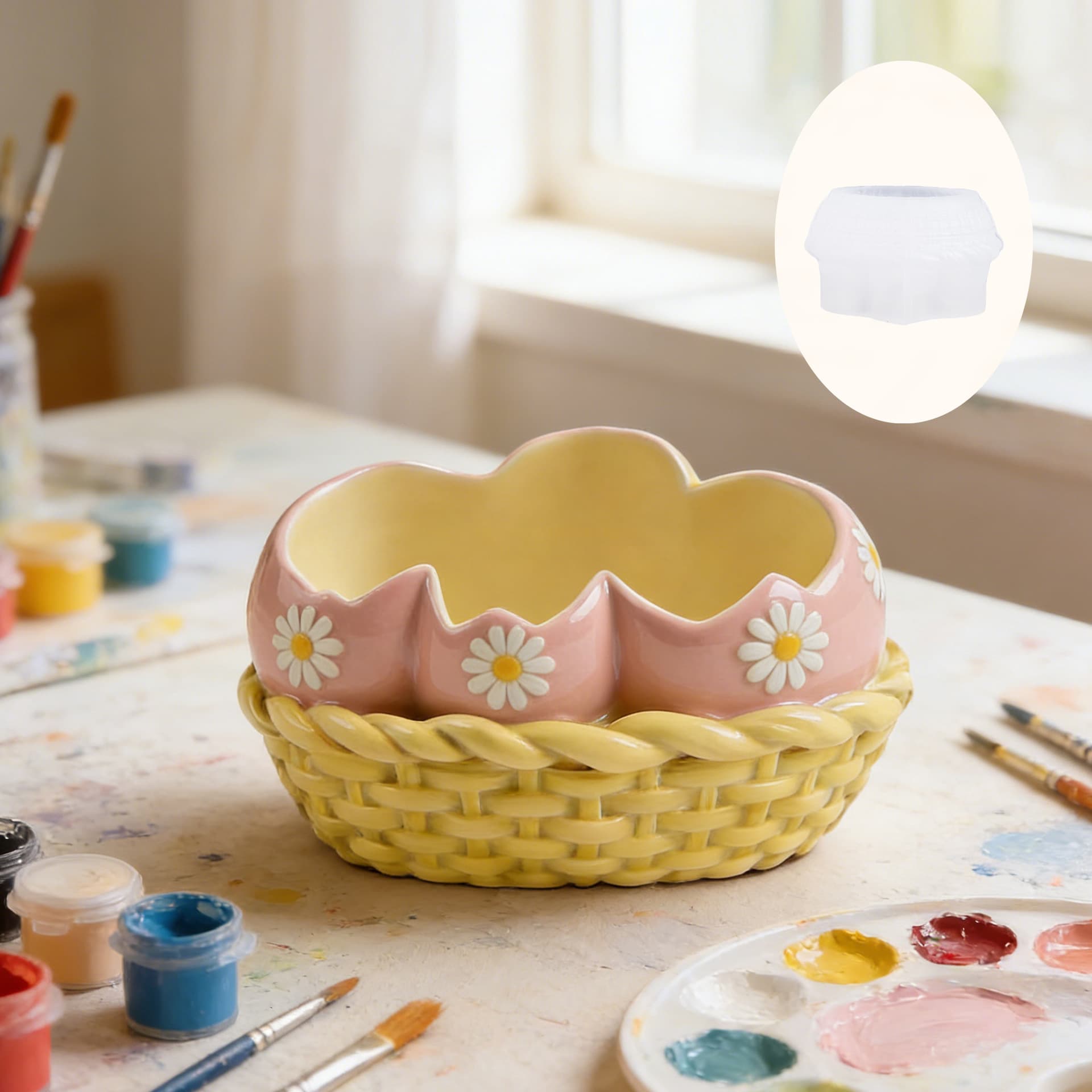 Printed eggshell bird's nest cement aromatherapy gypsum cup mold diy glue storage cup flowerpot ornament silicone mold