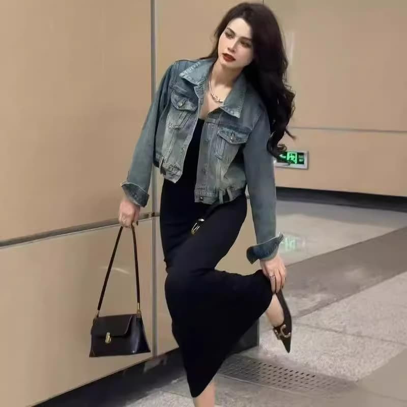 Denim jacket women's Korean fashion spring and autumn new style this year's popular chic tops temperament and high-end denim