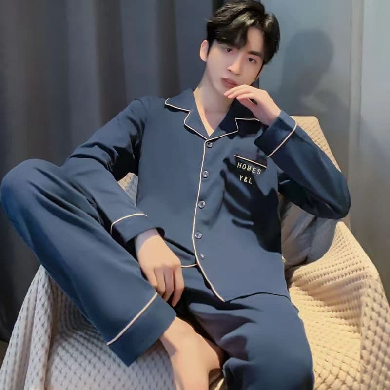 High-end pajamas for men long-sleeved spring and autumn 2023 new men's casual middle-aged and young people summer home wear set