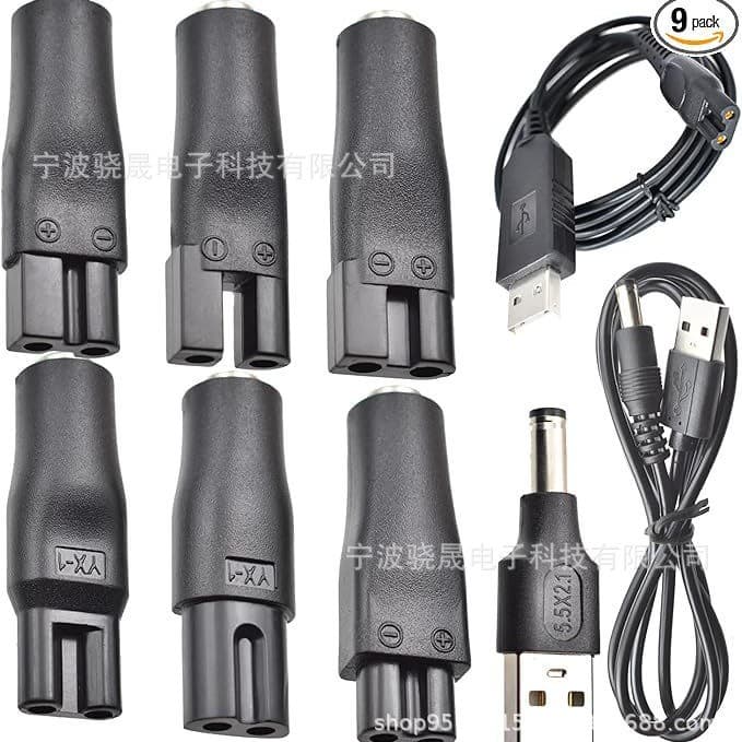9-Pack Replacement Power Supply 5V Charger USB Adapter for Electric Hair Clipper Beard Trimmer