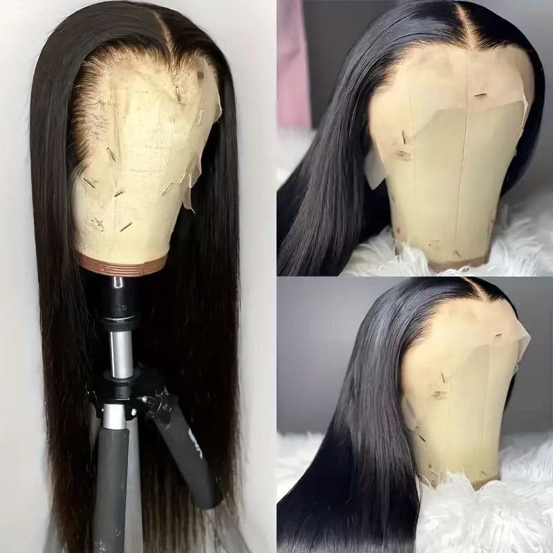 Cross-border Europe/US Women's Long Wig Middle Part Straight Full Front Lace Synthetic High-Temperature Fiber Wig Cap Factory Direct