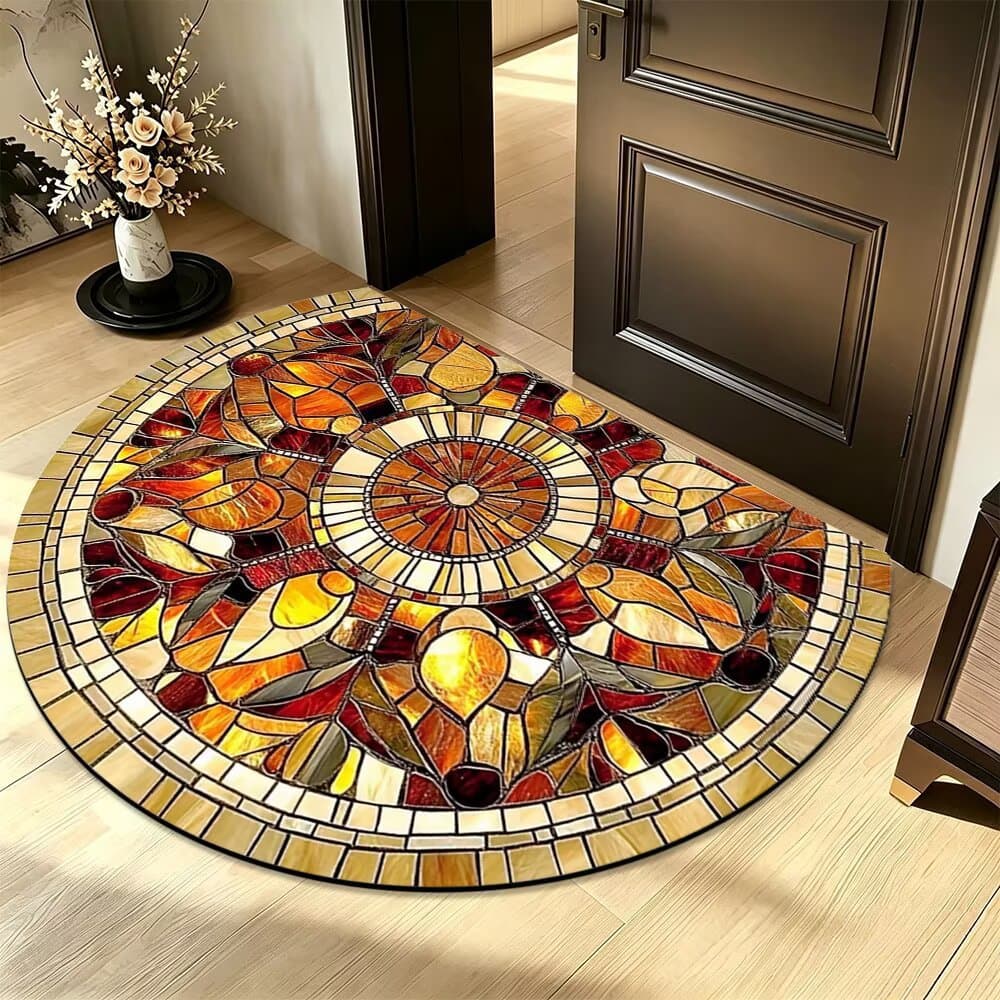 Cross-border Drop Shipping American Style Half Circle Absorbent Diatom Mud Doormat Home Entryway Rug Living Room Bathroom Mat